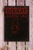 Dikkat Köpek Var - Uyarı Levhası, Tablo, Metal Paslanmaz Baskı - 1