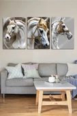 Metal Baskı - 3'lü Gold Arabian Horse - Dekoratif At Tablosu - 3