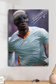 Metal Levha Üzerine - İmzalı Victor Osimhen, Taraftar Futbol Tablo, Premium Baskı - 1