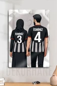 Metal Baskı - Kişiye Özel Siyah Beyaz, Kara Kartal, Tesettür Sevgili Tablosu, Türban - 1