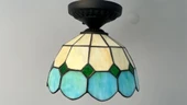 Yüceeller Tavan Vitray Avize 25cm 10" Yeşil - 1
