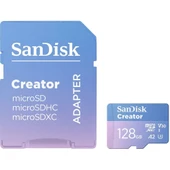 SanDisk Creator 128GB 190/90MB/s microSDXC UHS-I A2 V30 Adaptörlü Hafıza Kartı SDSQXAA-128G-IN6MS thumbnail 1