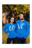 Sevgili Kombini Çift Kapşonlu Sweatshirt Mavi - 1