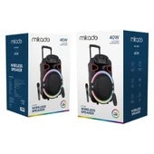 Mikado Bykalite MD-80KP 40W 7.4W 3600mAh Bataryalı Siyah 1 UHF UV Mikrofonlu USB/BT/TF/TWS/AUX 9V 2A Adaptörlü Toplantı-Parti Hop - 7