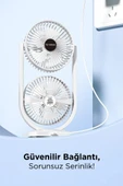 Torima F-22 Beyaz Mini Fan | Taşınabilir Çift Başlıklı Sessiz Vantilatör | Type-C Girişli, 3 Kademeli Hız Ayarı - 5