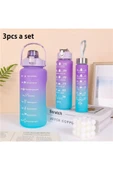 Motivasyonel 3 Lü Set Su Matarası 2 Lt 900 ml 600 ml Tritan Spor Salonu Suluk - 3