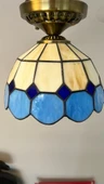 Yüceeller Tavan Vitray Eskitme Avize 25cm 10" Mavi - 2