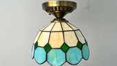 Yüceeller Tavan Vitray Eskitme Avize 25cm 10" Yeşil - 1
