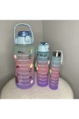 Motivasyonel 3 Lü Set Su Matarası 2 Lt 900 ml 600 ml Tritan Spor Salonu Suluk - 8