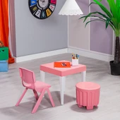 Junior Çocuk Kare Aktivite Masa Seti - Pembe - 3