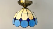 Yüceeller Tavan Vitray Eskitme Avize 25cm 10" Mavi - 1