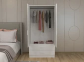 ABETE MOBİLYA 2 Kapılı 2 Çekmeceli Gardırop / Beyaz Y:182CM,G:76CM,D:47CM - 3