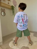 ERKEK ÇOCUK KETEN ŞORTLU CEP MODELLİ DESENLİ PAMUK ŞORTLU TAKIM thumbnail 2