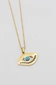 HORUS'UN GÖZÜ FİGÜRLÜ 14K RENKLİ ÇELİK KADIN KOLYE thumbnail 2