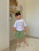 ERKEK ÇOCUK KETEN ŞORTLU CEP MODELLİ DESENLİ PAMUK ŞORTLU TAKIM thumbnail 3