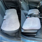 Yumuşak Tüylü Peluş Serme Oto Koltuk Kılıfı Koruyucu Minder Ön Arka Gri thumbnail 1