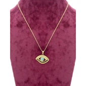 HORUS'UN GÖZÜ FİGÜRLÜ 14K RENKLİ ÇELİK KADIN KOLYE thumbnail 3