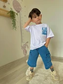 ERKEK ÇOCUK KOT CEP KAPRİ MODELLİ PAMUK ŞORTLU TAKIM - 1