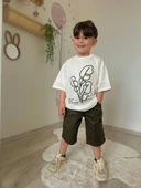 ERKEK ÇOCUK KETEN ŞORTLU CEP MODELLİ PAMUK ŞORTLU TAKIM - 2