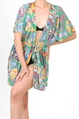Pareo Plaj Elbisesi Kimono Std Şal Desen Yesil - 6