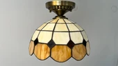 Yüceeller Tavan Vitray Eskitme Avize 30cm 12" Kahverengi - 1