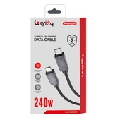 Gritty 240W Akım Korumalı Süper Hızlı Şarj Örgülü Type-C to Type-C Şarj kablosu 200cm Siyah (GL-MAX240) - 2