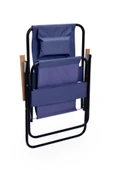 Exent 2' li Yastıklı yüksek sırtlı katlanır büyük boy kamp piknik sandalyesi, ağaç kollu-LACİVERT VE KIRMIZI thumbnail 3