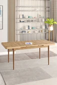 Lajibu Rex Serisi Çam 80x130 Açılır Yemek Masası , Yemek Masa Takımı  Metal Ayaklı 6 Cappucino Sandalye - 3
