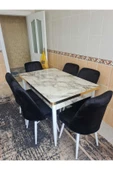 Lajibu %100 Mdf Açılabilir Masa Sandalye Takımı 6 Kişilik Yemek Masası Takımı Masa Sandalye - 1