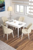 Lajibu Vov Beyaz 70x110 Mdf Sabit Mutfak Masası Takımı Yemek Masası Takımı 4 Adet Sandalye - 1