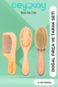 cey kay Ceykay Doğal Keçi Kılı Masaj Fırçası , Bambu Uçlu Fırça Ve Ahşap Tarağı (3 LÜ SET) - 1