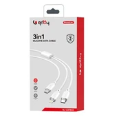 Gritty 60W+30W PD 3in1 Type-C to Type+Lightning 1.2 m Şarj Kablosu Beyaz (GL-COMB02) - 2