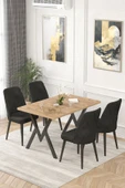 Lajibu Yoyo Atlantik Sabit 70x120  Mutfak Masası Takımı, Yemek Masası Takımı, 4 Siyah Sandalye - 1