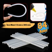 İnce Mum Silikon 7.4 mm Uzunluk 30 cm Çubuk Sıcak Silikon Hobi Eşya Maket Yapıştırma Slikon 84 ADET - 1
