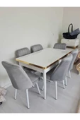 Lajibu %100 Mdf Açılabilir Masa Sandalye Takımı 6 Kişilik Yemek Masası Takımı Masa Sandalye - 2