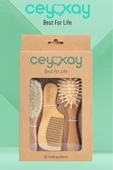 cey kay Ceykay Doğal Keçi Kılı Masaj Fırçası , Bambu Uçlu Fırça Ve Ahşap Tarağı (3 LÜ SET) - 3
