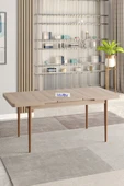 Lajibu Rex Serisi Sonomo 80x130 Açılır Yemek Masası , Yemek Masa Takımı Metal Ayaklı 6 Cappucino Sandalye - 3