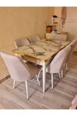 Lajibu %100 Mdf Açılabilir Masa Sandalye Takımı 6 Kişilik Yemek Masası Takımı Masa Sandalye - 1