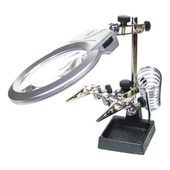 Ayarlanabilir Başlıklı Elektronikçi Yardım Lehim Standı Ile Ledli Büyüteç - 1