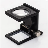 28x28 Mm Katlanır Sayaçlı Metal Lüp 2 LED Işıklı Büyüteç Tekstil TH-9005A - 1