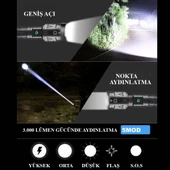 3000 LÜMEN GÜÇLÜ EL FENERİ WATTON WT-604 - 1