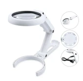 Usb Şarj Edilebilir Katlanabilir 3.5 - 10X Büyüteç 8 Ledli Masa Ve Eliçin Büyüteç FS90RC - 1