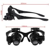 Gözlük Modeli 10X 15X 20X 25X Lens 2 Led Işıklı Büyüteç - 2