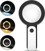 30X -12Işıklı Büyüteç Taşınabilir Çıft Katmanlı Optik Cam Okuma Büyüteç 2290-18 - 2