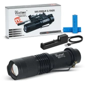 Orjinal 800 Lümen T6 Şarjlı EL Feneri Watton Wt-086 thumbnail 4