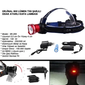 Orjinal 800 Lümen T6 Şarjlı Kafa Feneri Watton Wt-265 - 1