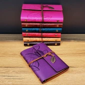 Yaprak Desenli Deri Defter - 1