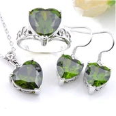 Kalp Zümrüt Gümüş Takı Seti - Boyut 7 thumbnail 2