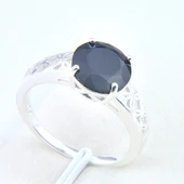 Siyah Oniks Zirkon Taşlı Gümüş Kaplama Yüzük - Boyut 7 thumbnail 3