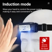 Sensörlü Şarjlı Type-C Çok Amaçlı Kırmızı Işıklı Kafa Lambası HS-43 - 2